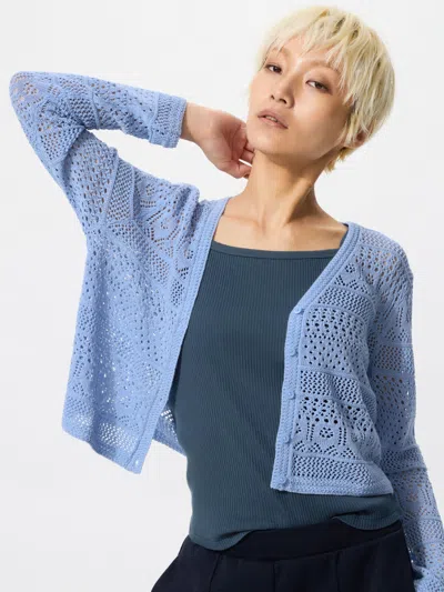 Uniqlo Women's Crochet V-neck Cardigan, Blue, Xl
