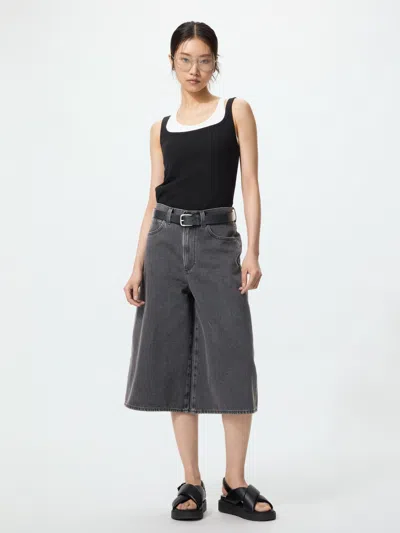 Uniqlo Women's Denim Culottes, Dark Gray, 32 Inch