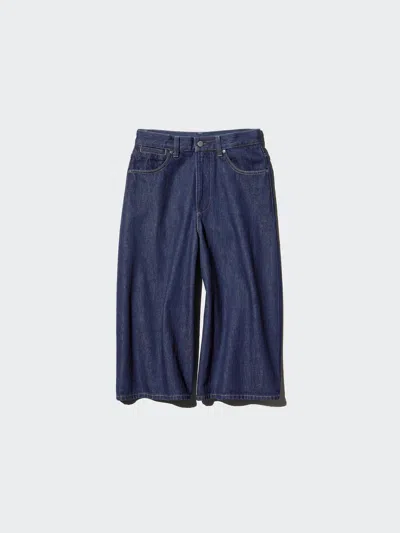 Uniqlo Women's Denim Culottes, Navy, 25 Inch In Blue