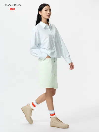 Uniqlo Women's Denim Half Pants Light Green 32 Inch  Us In Multi