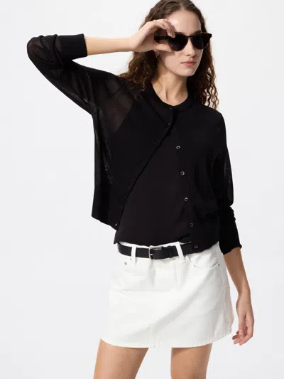 Uniqlo Women's Denim Mini Skirt White Xl  Us In Black