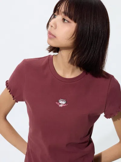 Uniqlo Women's Disney/pixar Ut Graphic Mini T-shirt, Wine, Large In Burgundy