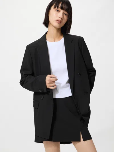 Uniqlo Women's Double Breasted Jacket Black 2xs  Us