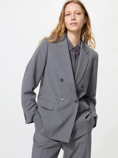Uniqlo Women's Double Breasted Jacket Gray 2xl  Us