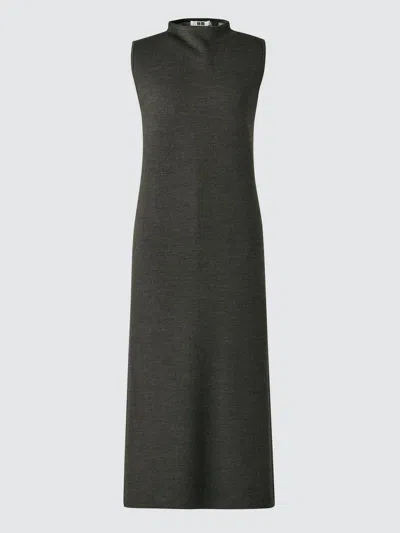 Uniqlo Women's Double Face Knit Sleeveless Dress, Dark Brown, Xs In Black