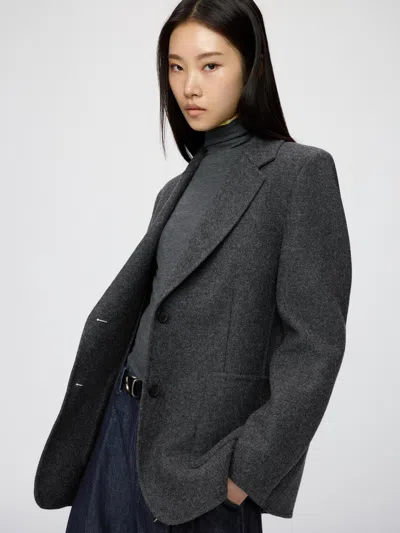 Uniqlo Women's Double Face Tailored Jacket, Dark Gray, 2xs