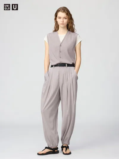 Uniqlo Women's Easy Gathered Pants Gray Xl  Us