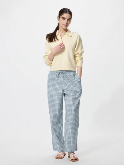 Uniqlo Women's Easy Pants Checked Blue Xl  Us
