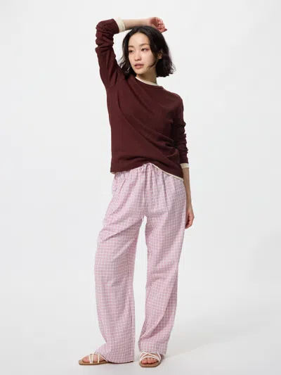 Uniqlo Women's Easy Pants Checked Pink Xl  Us In Neutral