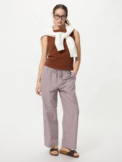 Uniqlo Women's Easy Pants Gingham Brown Xl  Us In Pink