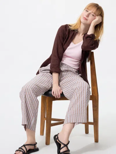 Uniqlo Women's Easy Pants Striped Brown Xl  Us In Neutral