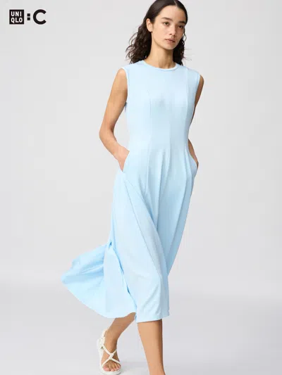Uniqlo Women's Fit And Flare Dress Blue Large  Us