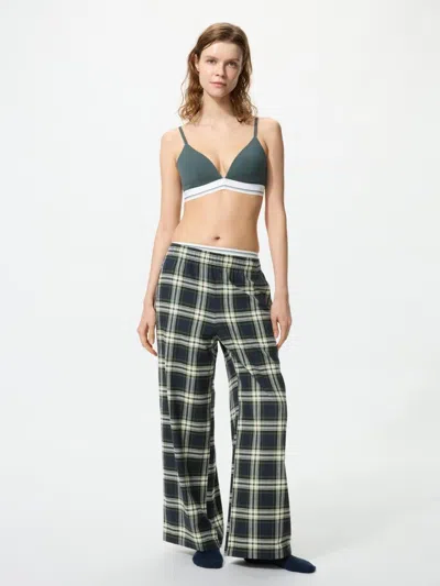 Uniqlo Women's Flannel Easy Pants Check, Navy, Xs In Animal Print