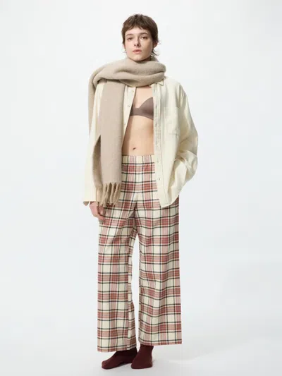 Uniqlo Women's Flannel Easy Pants Check, Pink, Xs In Multi