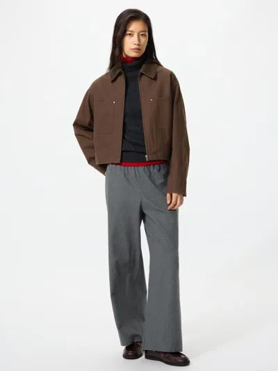 Uniqlo Women's Flannel Easy Pants, Dark Gray, Xs In Brown