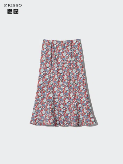 Uniqlo Women's Flare Long Skirt Print, Blue, Small In Multi