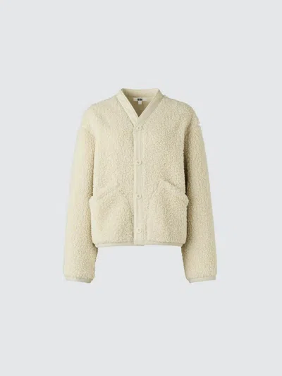 Uniqlo Women's Fleece Short Jacket, Off White, 2xs In Gray