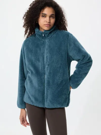 Uniqlo Women's Fluffy Yarn Fleece Full-zip Jacket, Blue, 2xs