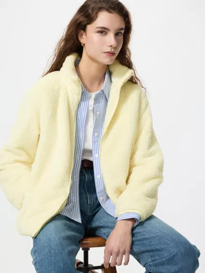 Uniqlo Women's Fluffy Yarn Fleece Full-zip Jacket, Yellow, 2xs