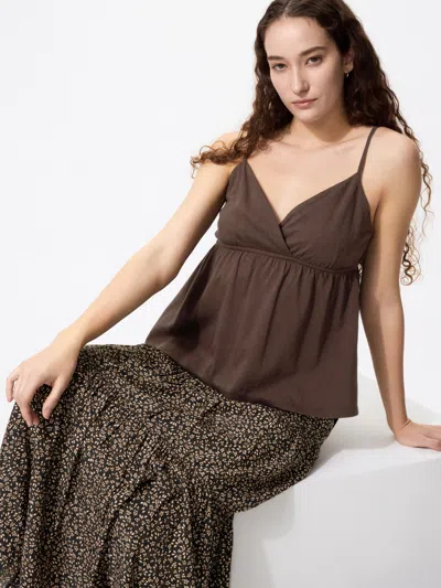 Uniqlo Women's Gathered Camisole Dark Brown 2xl  Us