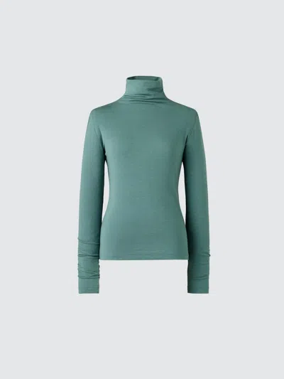 Uniqlo Women's Heattech Cashmere Blend T-shirt Extra Warm Turtleneck With Moisture-wicking, Green, Xs