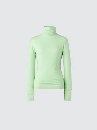 Uniqlo Women's Heattech Cashmere Blend T-shirt Extra Warm Turtleneck With Moisture-wicking, Green, Xs