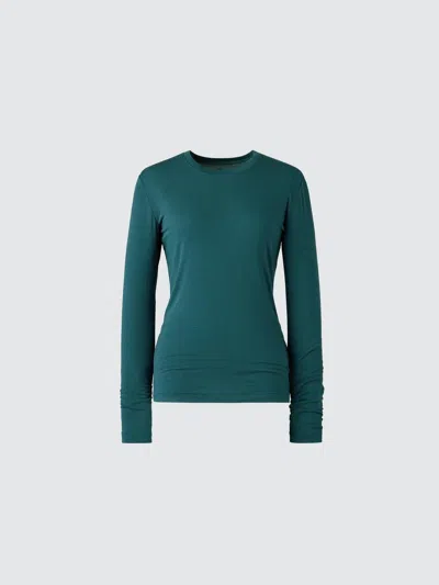 Uniqlo Women's Heattech Cashmere Blend T-shirt Extra Warm With Moisture-wicking, Dark Green, Xs