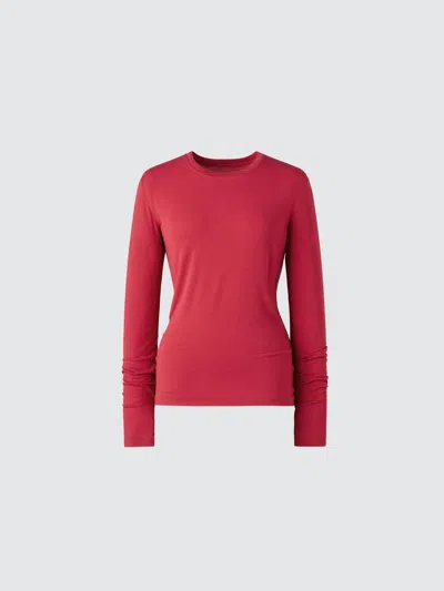 Uniqlo Women's Heattech Cashmere Blend T-shirt Extra Warm With Moisture-wicking, Red, Xs