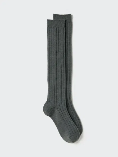 Uniqlo Women's Heattech Knee High Socks Ribbed, Dark Gray, Us W 7.5-10