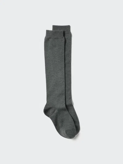 Uniqlo Women's Heattech Knee High Socks With Odor Control, Dark Gray, Us W 7.5-10