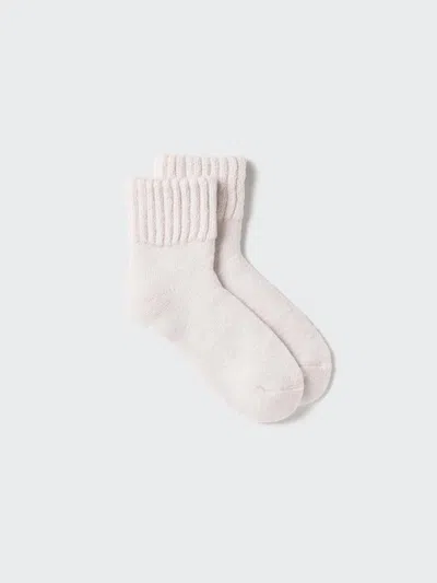 Uniqlo Women's Heattech Pile Room Socks, Natural, Us W 7.5-10 In Neutral