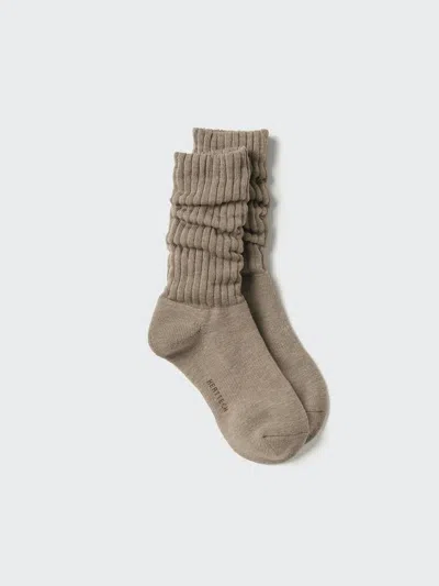Uniqlo Women's Heattech Slouchy Socks, Beige, Us W 7.5-10 In Gray