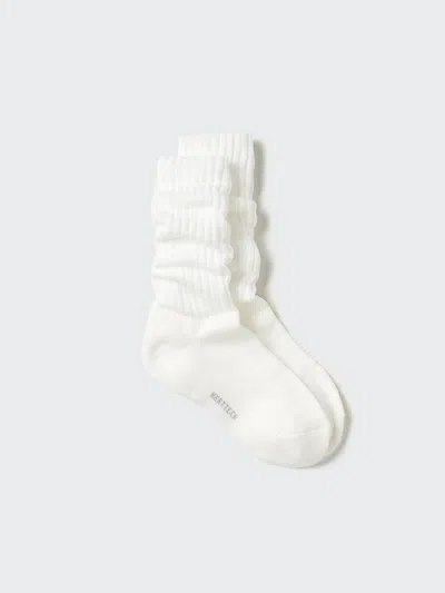 Uniqlo Women's Heattech Slouchy Socks, Off White, Us W 7.5-10