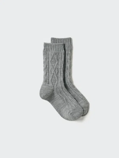 Uniqlo Women's Heattech Socks Cable, Gray, Us W 7.5-10