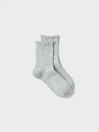 Uniqlo Women's Heattech Socks Frill With Odor Control, Light Gray, Us W 7.5-10