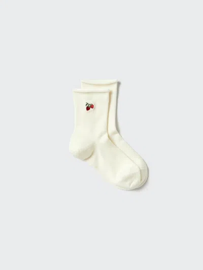 Uniqlo Women's Heattech Socks One Point With Odor Control, Off White, Us W 7.5-10