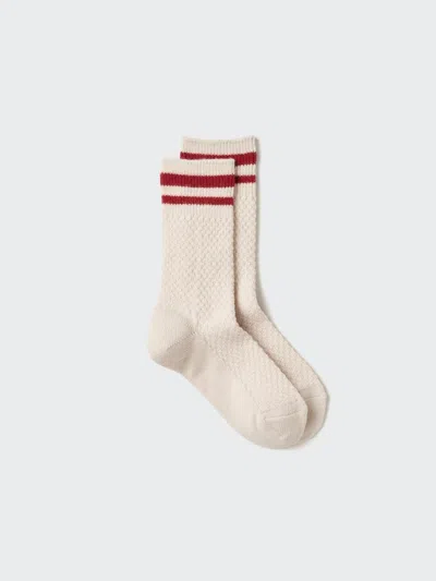 Uniqlo Women's Heattech Socks Popcorn Line With Odor Control, Natural, Us W 7.5-10 In Neutral