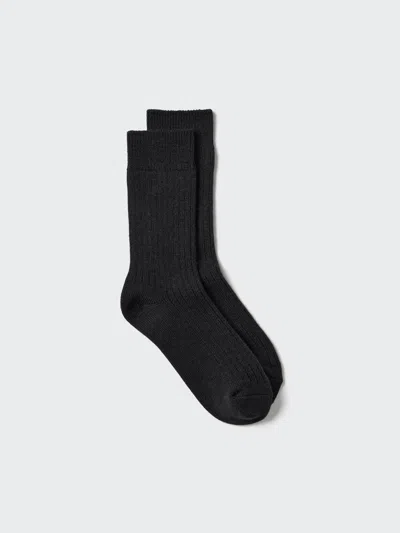 Uniqlo Women's Heattech Socks Ribbed, Black, Us W 7.5-10