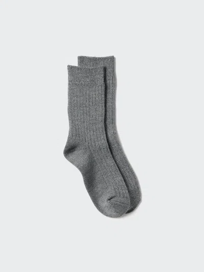 Uniqlo Women's Heattech Socks Ribbed, Gray, Us W 7.5-10