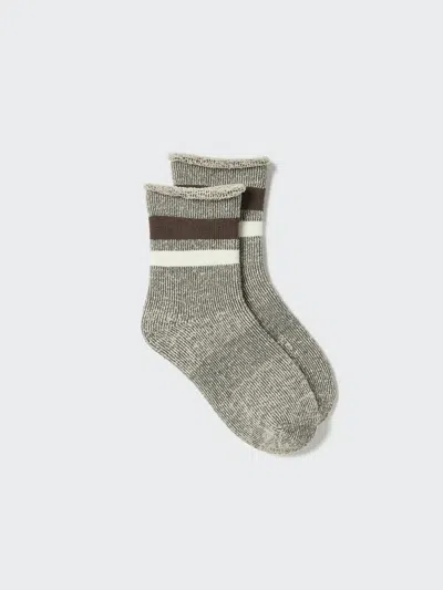 Uniqlo Women's Heattech Socks Room Line With Odor Control, Brown, Us W 7.5-10 In Gray