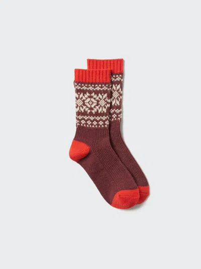 Uniqlo Women's Heattech Socks Snow With Odor Control, Red, Us W 7.5-10 In Brown
