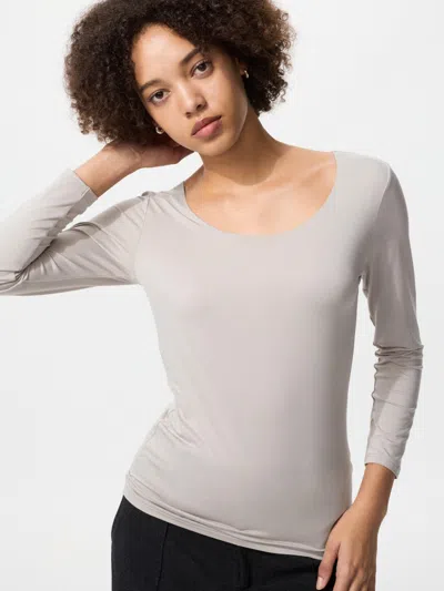 Uniqlo Women's Heattech T-shirt Scoop Neck With Moisture-wicking Light Gray 2xl  Us