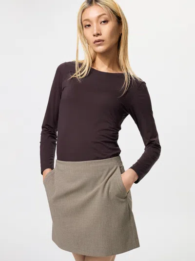 Uniqlo Women's Heattech T-shirt With Moisture-wicking Dark Brown 2xs  Us