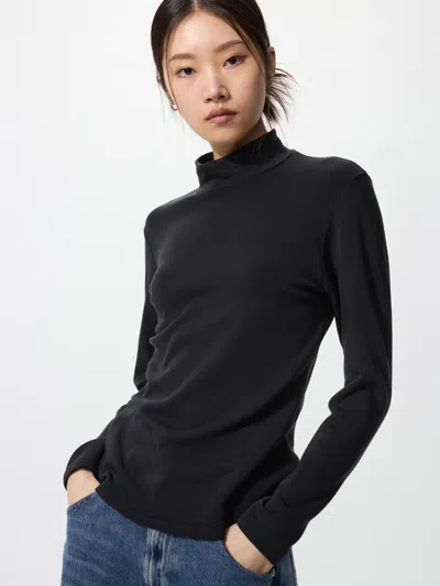 Uniqlo Women's Heattech Ultra Warm High Neck T-shirt With Moisture-wicking Black Xl  Us
