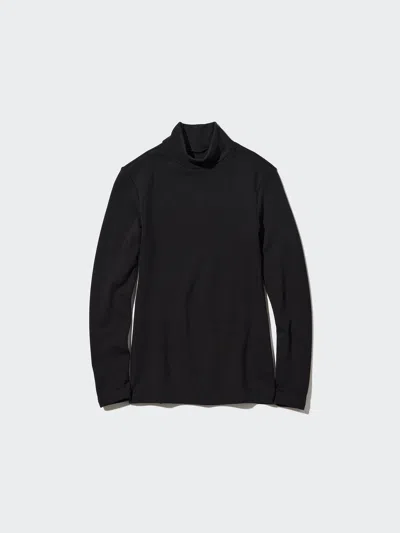 Uniqlo Women's Heattech Ultra Warm T-shirt High Neck With Moisture-wicking Black Xl  Us