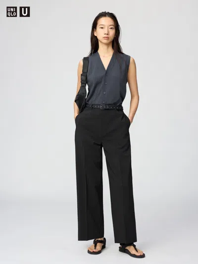 Uniqlo Women's High Rise Straight Pants Black 12  Us