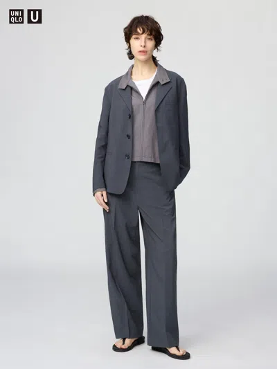 Uniqlo Women's High Rise Straight Pants Dark Gray 2  Us In Blue