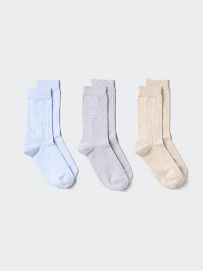 Uniqlo Women's Lace Knit Socks 3 Pairs Light Blue Us W 7.5-10  Us In Multi