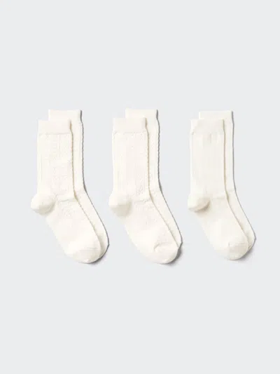 Uniqlo Women's Lace Knit Socks 3 Pairs White Us W 7.5-10  Us In Neutral