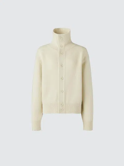 Uniqlo Women's Lambswool Stand Collar Cardigan, Natural, 2xs In White